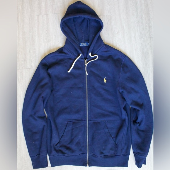 Polo Ralph Lauren Other - Polo Ralph Lauren Men's Full Zip Fleece Sweatshirt Thermal Hoodie Navy Blue SZ M